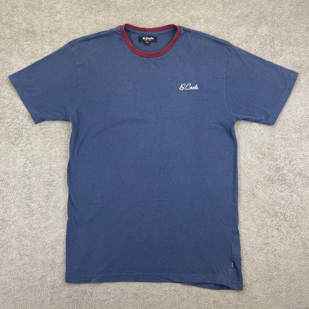 Barney Cools Blue Casual Cotton Crew Neck Short Sleeve Tee T Shirt Mens Medium M